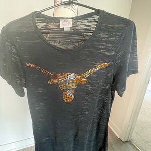 EUC Women's Black Texas Longhorn Graphic Top  XL